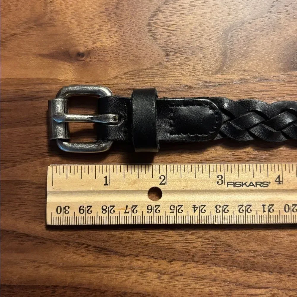 Braided Black Leather Belt